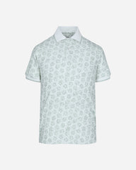 Polo En Tejido Pique Estampado Floral Olivo En Fondo Claro