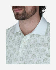 Polo En Tejido Pique Estampado Floral Olivo En Fondo Claro