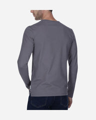 Playera Tipo Henley Manga Larga Gris Oscuro